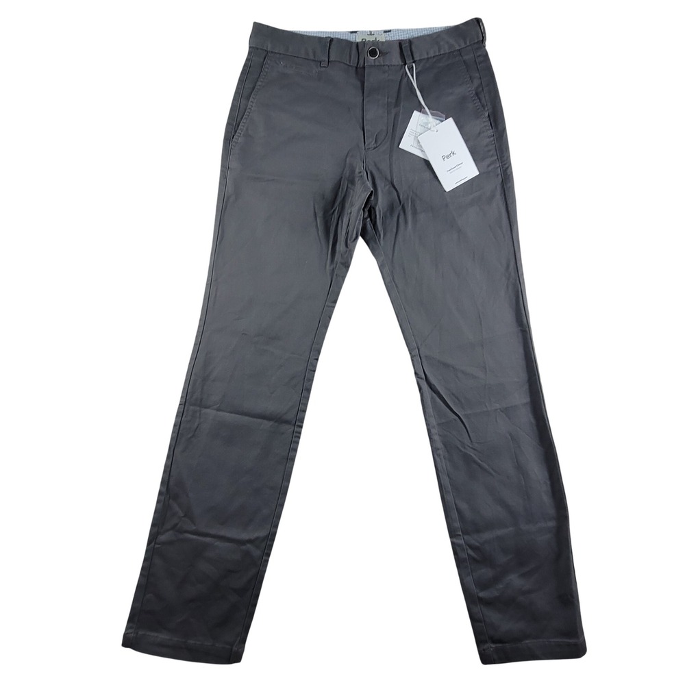 Perk Feel Good Chinos Pants Mens 30x30 Grey Faded Black NEW Slim Fit Stretch NWT